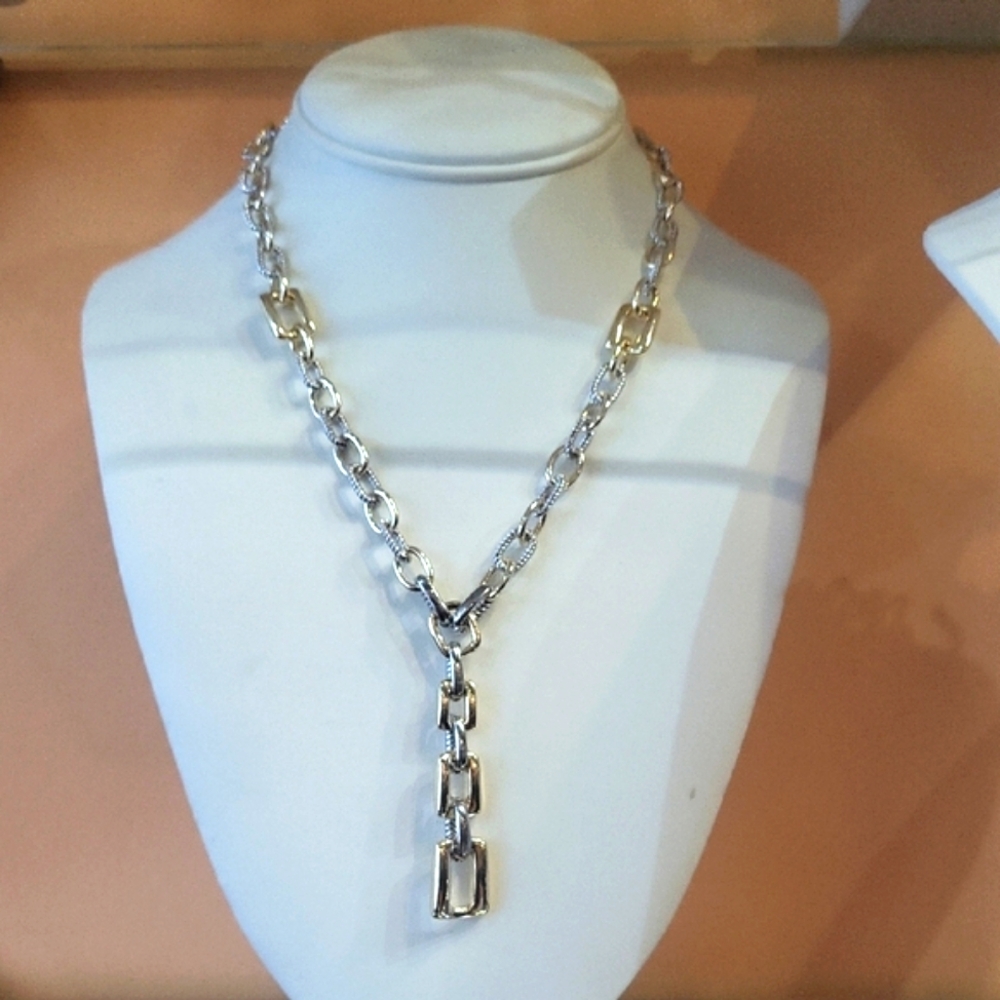 Elegant Silver and Gold Chain Necklace